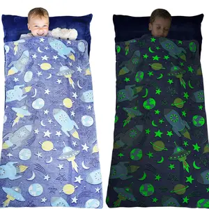 Sleeping Bag for Kids Glow in The Dark Slumber Bag for Girls and Boys Toddler Nap Mats