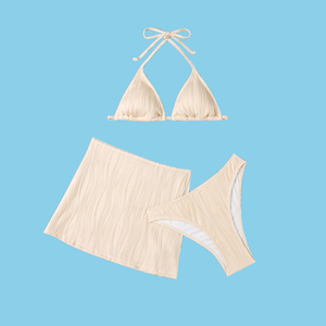 Maillot de bain 3 pièces Triangle Bikinis pour <span class=keywords><strong>femme</strong></span> avec soutien-gorge bandeau imprimé Crochet <span class=keywords><strong>Bikini</strong></span> Cover up <span class=keywords><strong>Original</strong></span> et nouvelle jupe - Product Image 6