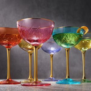Verres à <span class=keywords><strong>Martini</strong></span> en Cristal avec Bord Doré Réutilisables et Recyclables Logo Personnalisé Créatif Cocktail Vintage (<span class=keywords><strong>Orange</strong></span> Rouge) - Product Image 4