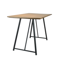 Mesa de teca de madera cuadrada larga con patas de metal Mesa de costos barata