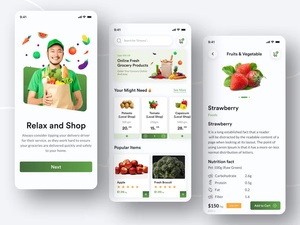 Kit de Interfaz de Usuario para Aplicación de Entrega de Comida Fresca, Plantilla de Software Móvil para Pedidos de Comida para Tiendas de Frutas y Verduras - Product Image 2