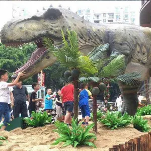 3D tamaño de la vida animatronic simulación dinosaurio impermeable t-rex paisaje