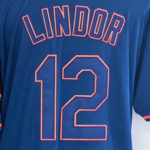 Prêt à expédier Francisco <span class=keywords><strong>Lindor</strong></span> 2025 nouveau maillot de baseball cousu brodé bleu de meilleure qualité - Product Image 1