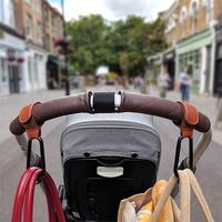 Crochet rotatif en cuir pour sac de bébé, crochet de poussette, mousqueton de suspension, accessoires de poussette, landau