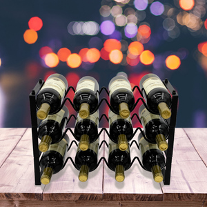 Moderno Espositore per Vini a 3 Ripiani in Metallo, <span class=keywords><strong>Portabottiglie</strong></span> da Cantina per 12 Bottiglie, Scaffale per Vini da Esposizione, <span class=keywords><strong>Portabottiglie</strong></span> per Cantina - Product Image 5