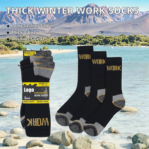 Vớ mùa đông dày dặn cho nam, chất liệu Terry ấm áp, kiểu dáng cổ cao, phong cách thường ngày, có tính năng thấm hút mồ hôi, phần cổ chân có thể tùy chỉnh. - Product Image 2