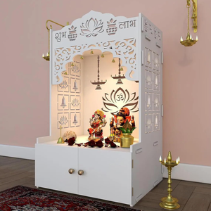 El sanatları beyaz kabin özelleştirilmiş boyutu Pooja Mandir ahşap ev Mandir tapınak - Product Image 2