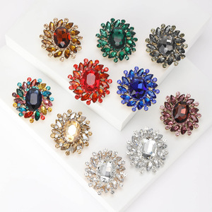 Broche Vintage Oval com Strass, Estilo Barroco, Halo Duplo, Flor de Girassol, para Mulheres, Alfinete de Lapela para Banquete, Ornamento para Vestido - Product Image 2