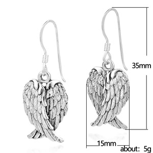 Orecchini pendenti a forma di cuore con ali d'angelo per donna, gioielli eleganti e romantici - Product Image 5