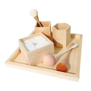 Wooden Japanese-style nail tool storage <b>box</b>, dust brush, <b>pen</b> holder, wooden tray, desktop solid wood storage plate - Product Image 1