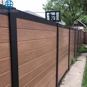 Valla de pared de jardín de alta calidad, poste de aluminio compuesto, valla plástica de madera