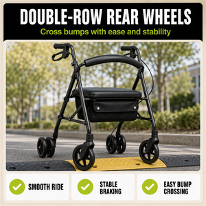 <span class=keywords><strong>Deambulatore</strong></span> Rollator <span class=keywords><strong>con</strong></span> <span class=keywords><strong>Freno</strong></span> a Mano a Doppia Modalità per Controllo della Velocità e Blocco <span class=keywords><strong>di</strong></span> Parcheggio, Sedile Confortevole Anti-Rollaway per Anziani, Camminata Sicura - Product Image 6