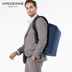 Kingsons Men's <b>Backpack</b> 20-35L Waterproof Business Travel Ultralight Laptop Bag Solid Color <b>Black</b> And Blue - Product Image 4