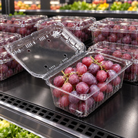 Aanpasbare logo food grade PET fruitdoos met scharnierend deksel, anti-condens, groothandel voor rechtstreekse verkoop vanaf de boerderij & catering