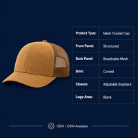 Gorra Trucker de Malla Transpirable Bicolor para Adultos, Gorra de Béisbol de 5 Paneles con Visera Curva Ajustable para Deportes al Aire Libre y Uso Casual