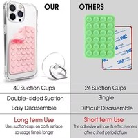 Soporte de teléfono con ventosa de silicona Agarre de teléfono adhesivo de doble cara Fácil de quitar y limpiar Soporte de teléfono de succión fuerte para selfies