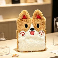 Funda de Peluche Personalizada para Laptop con Diseño de Corgi, Funda Protectora Suave y Esponjosa para Tablet de 11 Pulgadas con Cierre, Ideal como Regalo Personal