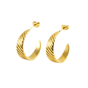 ZOGXIN Gold Hoop Earrings Geometric U-Shaped Stainless Steel Studs Fashion Jewelry - Product Image 5