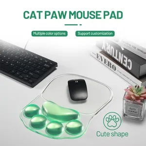 Mignon chat griffe repose-poignet tapis de souris Silicone Gel cristal Transparent confort doux ergonomique support de poignet anti-dérapant tapis de souris