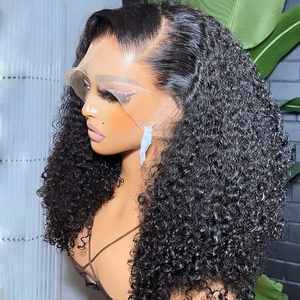 Pelucas de encaje frontal rizadas y afro 13x4 para mujer, cabello humano brasileño 12A, densidad del 180%, transparente para doble trama - Product Image 1