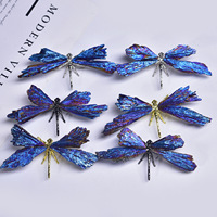 Cristal naturel galvanisé tourmaline noire libellule bleu plume alliage papillon décoration de vacances