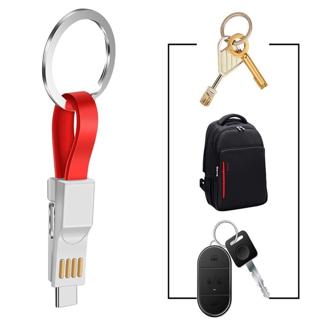 High Quality New Giveway Gift Custom Logo USB 4 in 1 Data Cables Charging Keychains Type c Cable