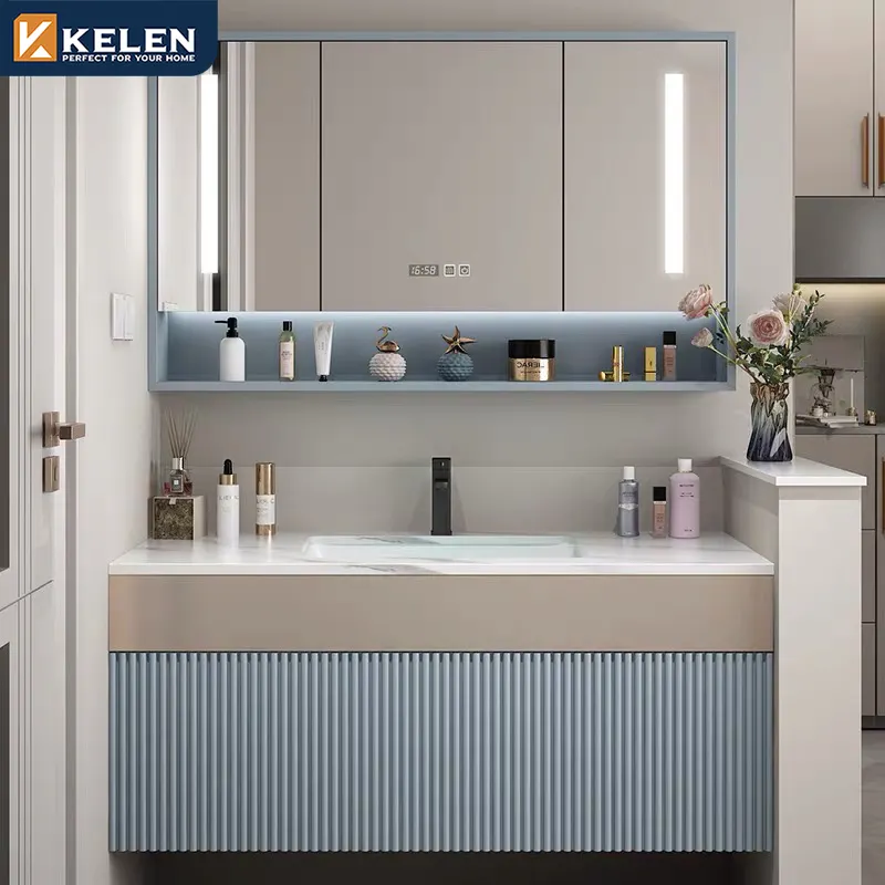 Kelen 2024 mobile da bagno personalizzato con doppio lavello per il trucco lavabo moderno set da bagno galleggiante