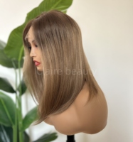 Perruque juive cheveux humains européens perruque casher faits saillants couleur blonde cuticule aligné suisse dentelle haut perruque juive