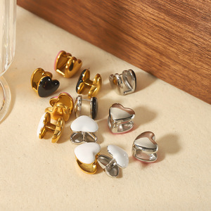 Heart-Shaped <b>Stud</b> <b>Earrings</b> Zinc Alloy 18K Gold Plated Women's Fashion Jewelry Gift Set - Product Image 3