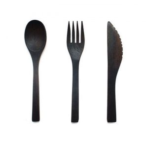 Ensemble de couverts classiques en bois noir, vaisselle, ustensiles de cuisine, couteau, fourchette, cuillère pour fête, mariage QAMAR OVERSEAS - Product Image 1