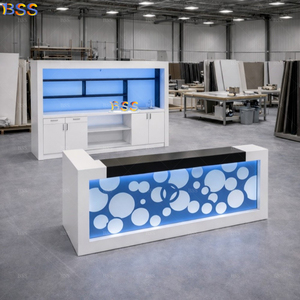 Diseño de Barra Comercial Personalizada para Restaurante de Lujo, Barra de Servicio de Alta Calidad en Piedra Acrílica para Cafetería Deportiva y Billar - Product Image 5