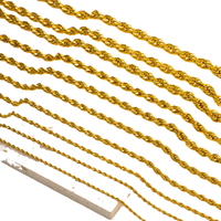 Colliers en chaîne corde en acier inoxydable 316L personnalisés, étanches, hypoallergéniques, plaqués or 18 carats PVD, pour la fabrication de bijoux en gros