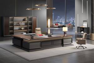 Bureau de direction contemporain de luxe pour PDG ou manager, design convertible en panneaux de bois pour les cadres supérieurs - Product Image 6