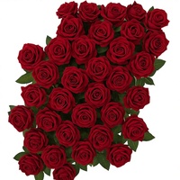 Rose artificielle réaliste à tige unique en velours, faite à la main, 51 cm, décoration de mariage, Saint-Valentin, fête des mères