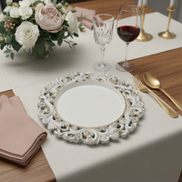 Assiette de présentation de luxe moderne en PP durable de 13 pouces avec motif personnalisé pour dîners de mariage et événements steak