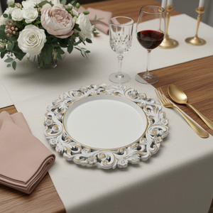 Plato de Presentación Moderno y Lujoso de 13 Pulgadas, Duradero, de PP, con Diseño Personalizado para Cenas de Boda y Eventos de Carne - Product Image 1