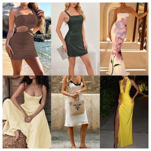 卸売婦人服高品質ミックスマッチドドレス夏カジュアルプリントドレス在庫混合出荷 - Product Image 1