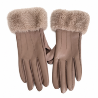 Gants d'hiver pour femme en PU, compatibles écran tactile, épais, à doigts séparés, style opéra, patchwork, chauds, pour le cyclisme et la conduite