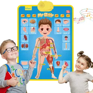 Póster electrónico interactivo que habla de cuerpo para niños, aprender nombres, hechos, juegos y canciones de partes del cuerpo, juguetes de aprendizaje para niños, AG03