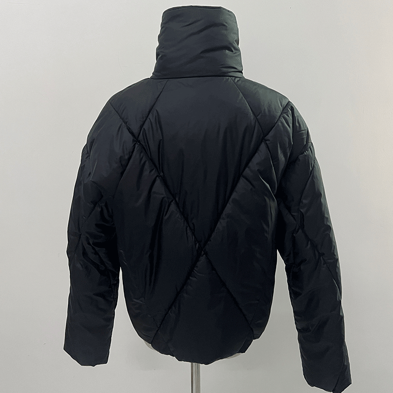 Hot Sale Black Stain Jacket Funnel Neck Lightweight Coats for