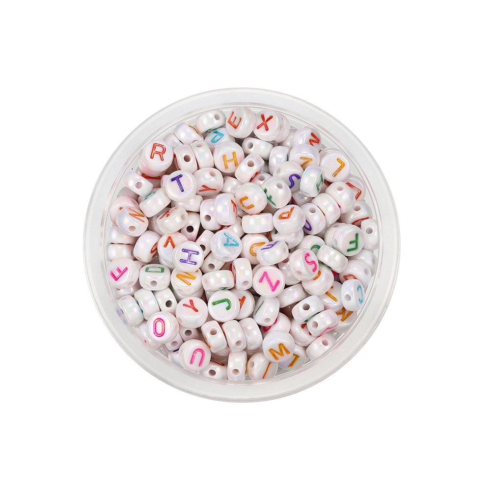 Round milky white mixed-color English beads