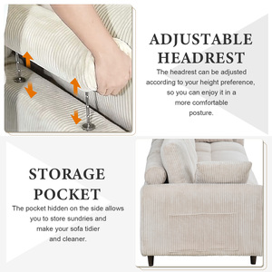 Canapé modulaire en tissu corduroy moderne, convertible en forme de U et de L, extensible pour appartement, hôtel, villa, oreiller inclus - Product Image 6