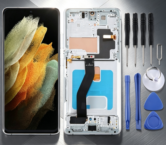 For Samsung for Galaxy S21 Ultra 5G SM-G998B 6.78 Inch OLED Screen Digitizer Full Assembly with Frame Touch Display Replacement