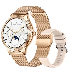 Ak60 Ladies Smart Watch mit Ips-Display Bt5.1 Anruf magnetische Ladung Dualband Ip67 Tiefwasserdichte Eigenschaften