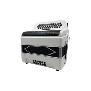 Acordeón Profesional JB3412C con 34 Botones, 12 Bajos y 3 Registros, Cuerpo Blanco Mate, Rejilla Negra, Botones Negros, Acordeón Diatónico - Product Image 4