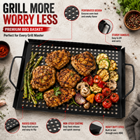 Accessoires de cuisine BBQ professionnels, poêle à griller en acier inoxydable durable, grande taille, à trois côtés, avec bords pliés