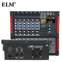 ELM L-6D 250W 6 canaux, mixeur audio numérique actif professionnel avec effets d'écho, amplificateur de puissance, console DJ, Bluetooth/USB, égaliseur 5 bandes