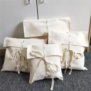 Enveloppe en coton pour emballage cadeau, sac à poussière en tissu blanc pour bijoux de luxe, enveloppe cosmétique, sac à poussière en coton recyclé biologique