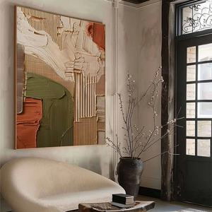 Pintura al Óleo Abstracta Texturizada Earthbound Harmony, Arte de Pared Moderno en Lienzo Neutral para Decoración de Pasillos - Product Image 4