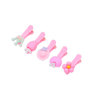 Jolies pinces à cheveux en résine de dessin animé, roses, 4 cm, motif floral, pinces à bec de canard pour usage quotidien - Product Image 5